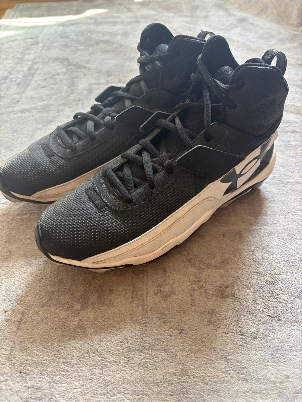 Under Armour Black and White Men's High-Top Baseball Cleats
